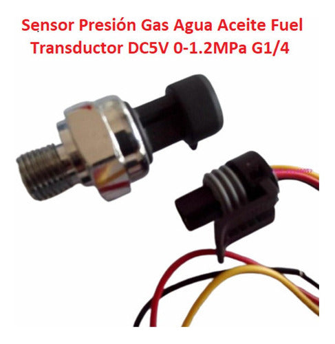 Sensor Presión Gas Agua Aceite Fuel Transductor DC5V 0-1.2MPa G1/4 (stainless steel)