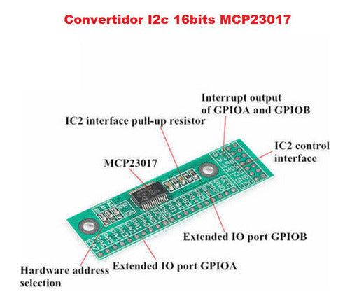 Convertidor MCP23017 I2c 16bits