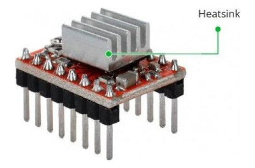 Driver A4988 y Disipador, Pololu, Impresora 3d Motor A Pasos  Style Red