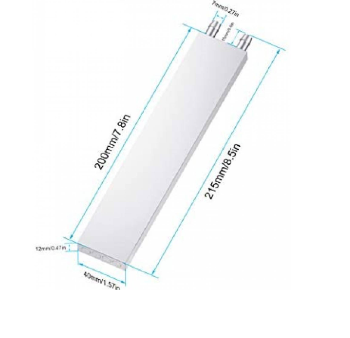 Bloque de refrigeración por agua de aluminio 40x200x12mm  Lineales  nozzles