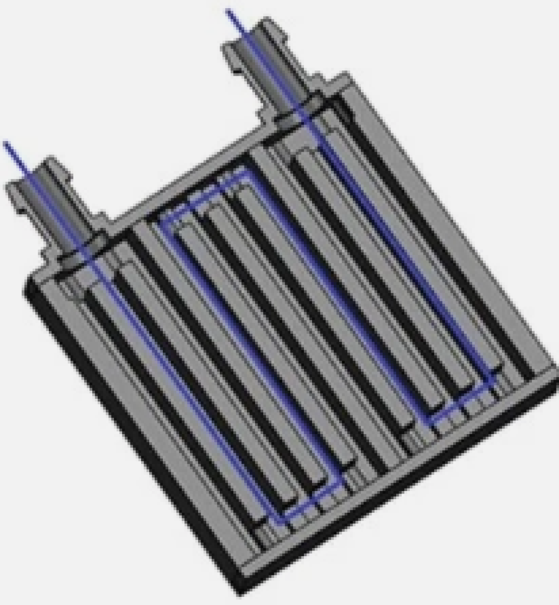 Bloque de refrigeración por agua de aluminio 40x80x12mm  perpendicular  nozzles blue