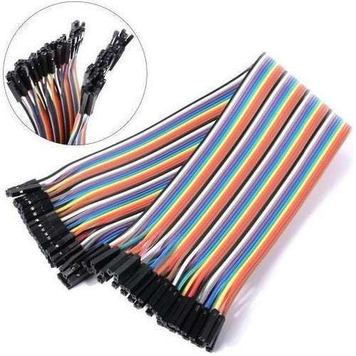40 Cables Dupont Jumper 30cm 2.54 mm Hembra a Hembra