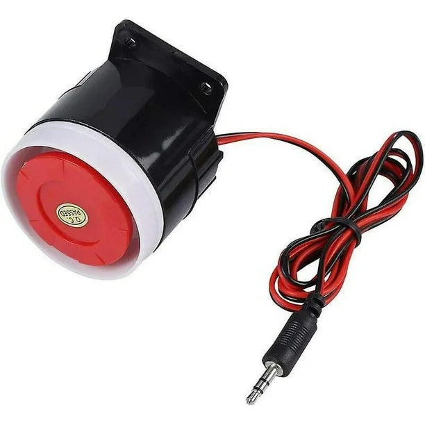 Sirena de 120db con cable de alarma de 12 V + cable + conector de audio de 3,6 mm