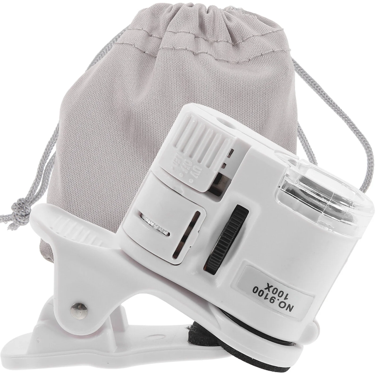 Mini Portable 100x Microscopio para Celular +Bag +2Batteries