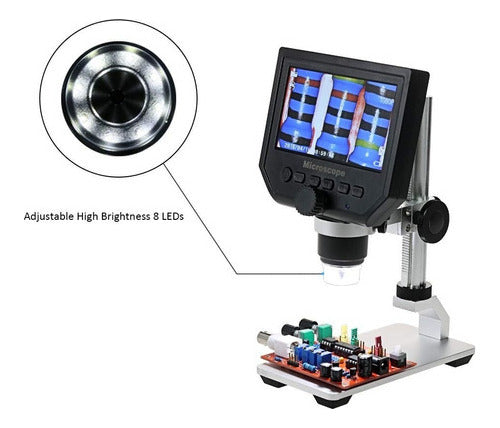 Microscopio Digital G600 1-600 x  3,6 MP Visualización LCD de 4,3”