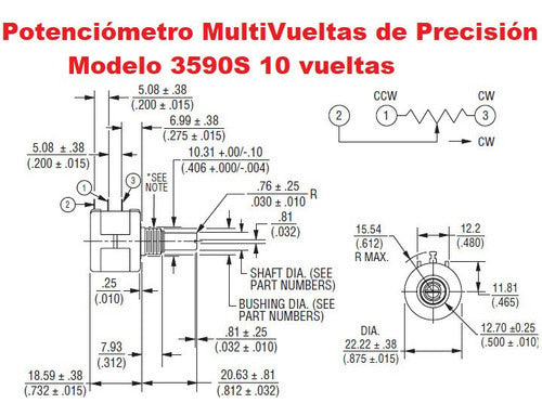 Potenciómetro MultiVueltas de precisión BOURNS 3590s 10 KOhm