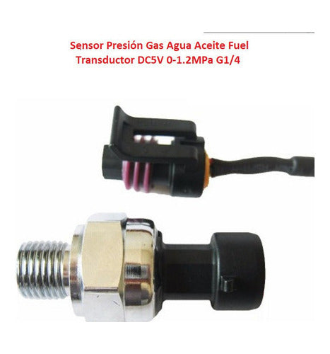 Sensor Presión Gas Agua Aceite Fuel Transductor DC5V 0-1.2MPa G1/4   (stainless steel)