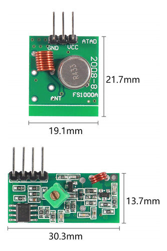 Modulo RF Transmisor y Receptor 433.92Mhz Radiofrecuencia