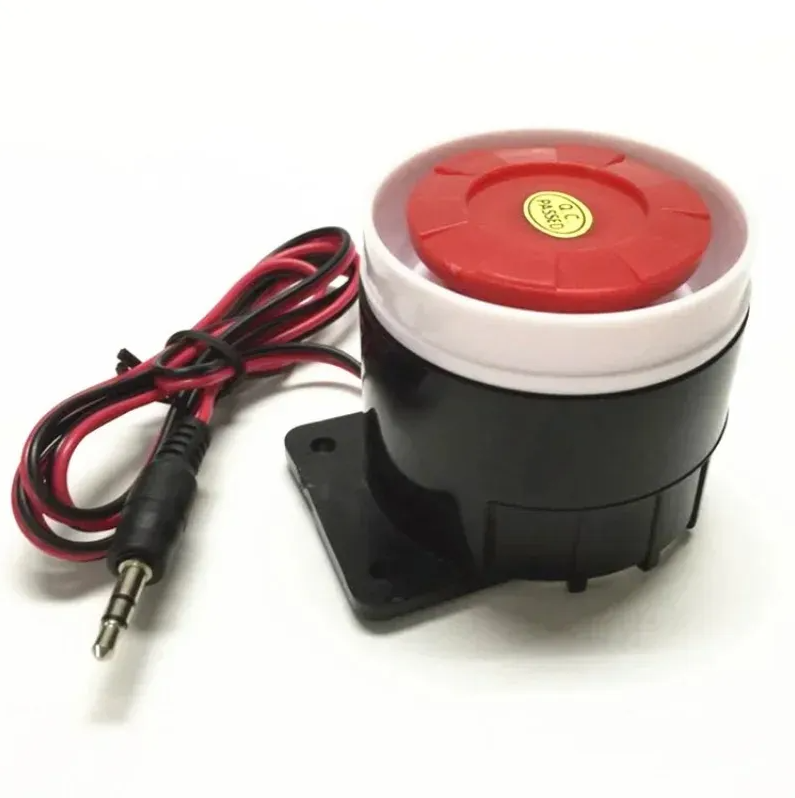 Sirena de 120db con cable de alarma de 12 V + cable + conector de audio de 3,6 mm